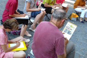 Hombre haciendo dibujo en La Rioja